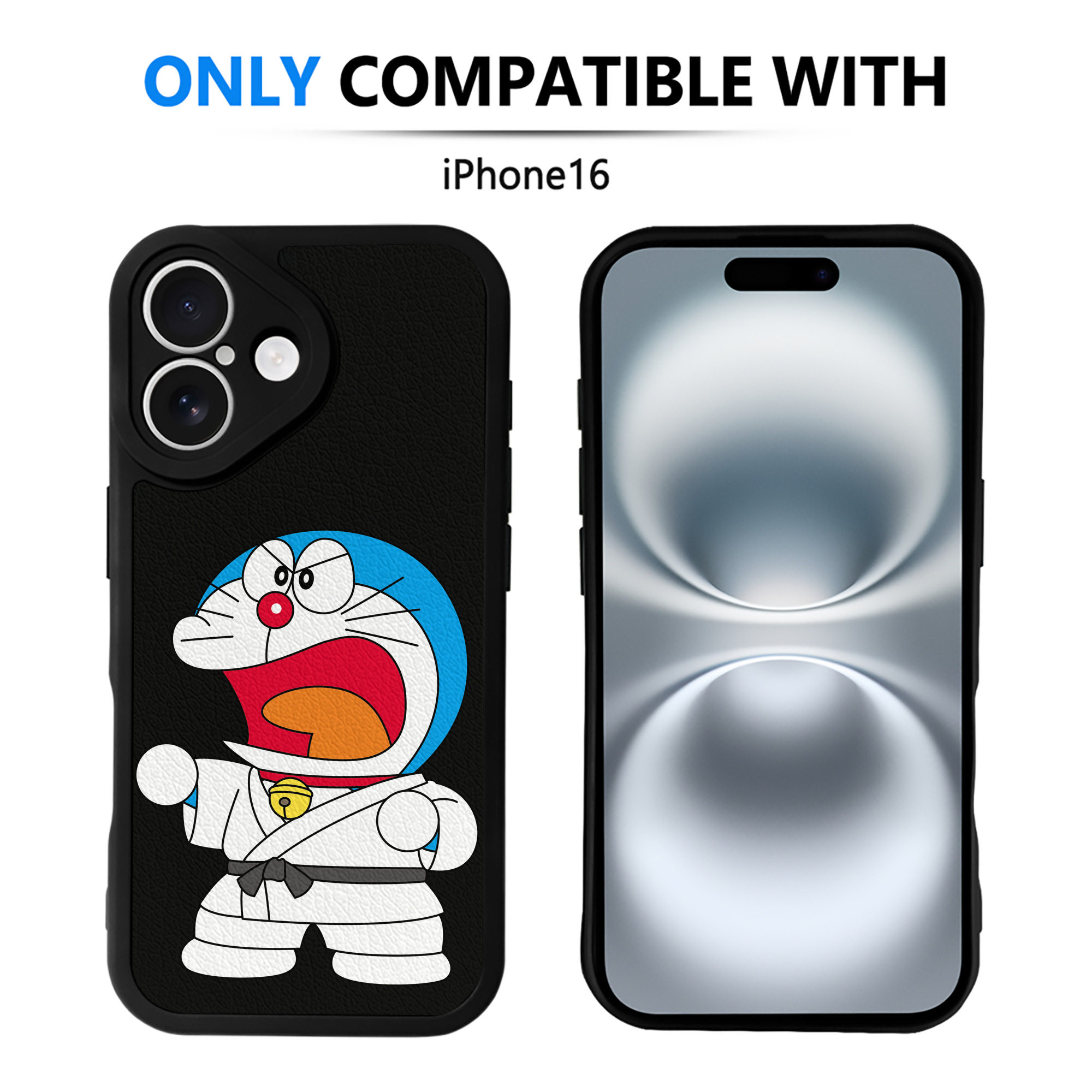（画像用） ドラえもん Doraemon 【iPhone 16シリーズ対応】シリコンスマホケース（レザー調） 材質：シリコン